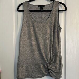 INC Metallic Women's Gray Knotted Tank Top